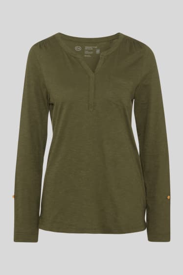 Dames - Basic longsleeve - donkergroen