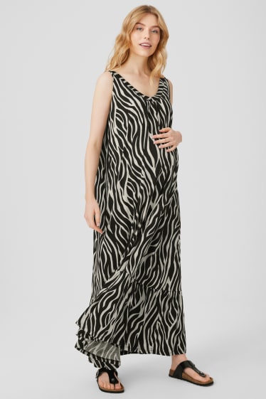 Women - Maternity dress - black / white