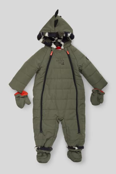 Baby Jungen - Dino - Baby-Schneeanzug - dunkelgrün
