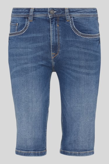 Dames - Bermuda van spijkerstof - jeansblauw