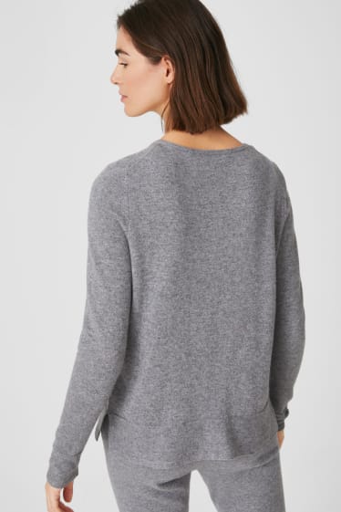 Kobiety - Sweter kaszmirowy - jasnoszary-melanż