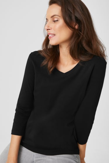 Damen - Langarmshirt - schwarz