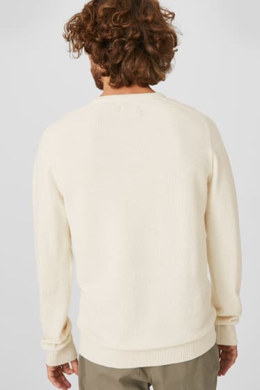 Pánské - Svetr s kašmírem - krémové barvy