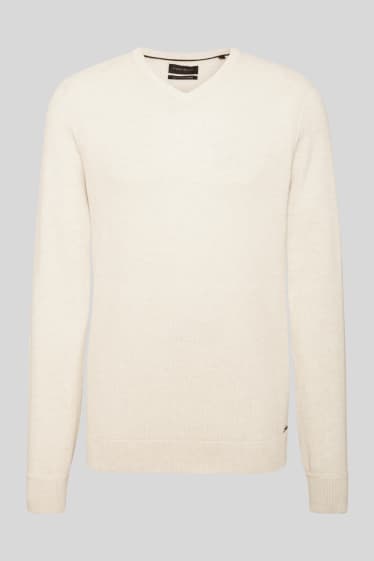 Pánské - Svetr s kašmírem - krémové barvy