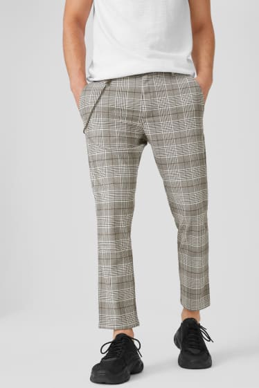 Men - CLOCKHOUSE - chinos - slim fit - check - white / gray