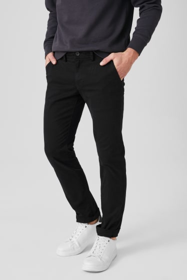 Mężczyźni - Spodnie chino - Slim Fit - bawełna bio - czarny