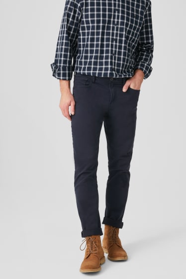 Hommes - Pantalon - slim fit - bleu foncé