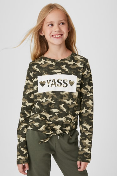 Kinder - Langarmshirt - Glanz-Effekt - camouflage