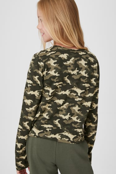 Kinder - Langarmshirt - Glanz-Effekt - camouflage