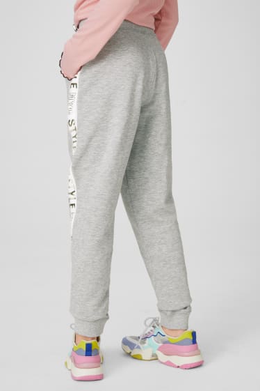Enfants - Pantalon de jogging - finition brillante - gris clair chiné