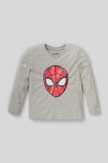 Enfants garçons - Spider-Man - haut à manches longues - effet brillant - gris clair chiné