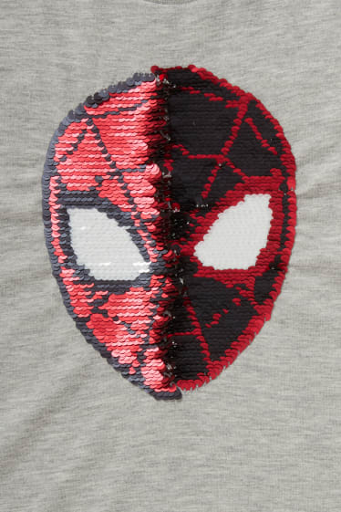 Kinder - Spider-Man - Langarmshirt - Glanz-Effekt - hellgrau-melange