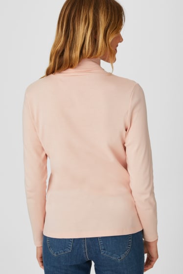 Women - Polo neck top - light rose