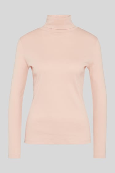 Women - Polo neck top - light rose