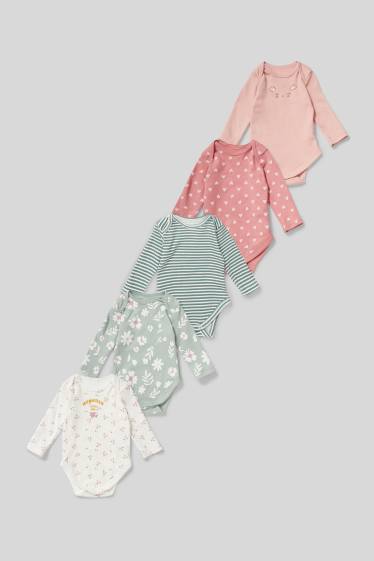 Baby Girls - Multipack of 5 - baby bodysuit - green / rose