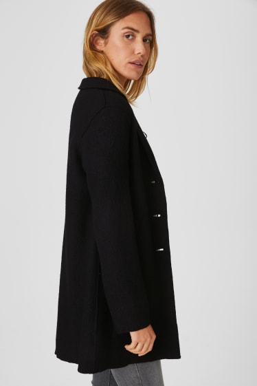 Women - Coat - wool blend - black