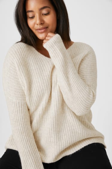 Kobiety - Sweter - beżowy-melanż
