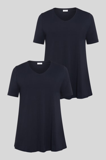 Dames - Set van 2 - T-shirt - donkerblauw