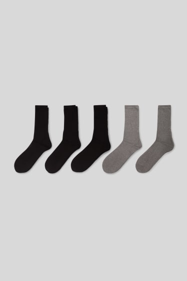 Hommes - Lot de 5 - chaussettes de tennis - noir / gris