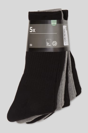 Hommes - Lot de 5 - chaussettes de tennis - noir / gris