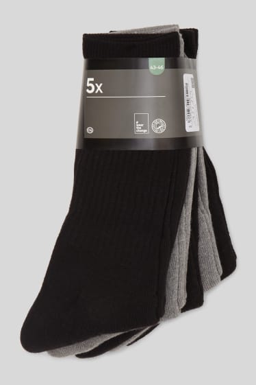 Men - Multipack of 5 - tennis socks - black / gray