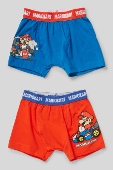 Enfants - Lot de 2 - Mario Kart - boxers - rouge / bleu