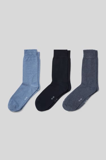 Herren - Multipack 3er - Socken - Komfortbund - blau / dunkelblau