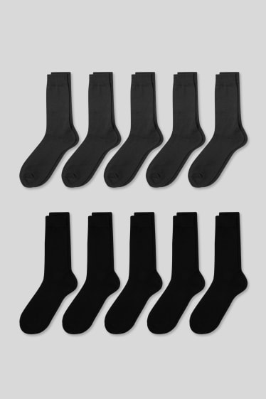 Hommes - Lot de 10 - chaussettes - gris foncé