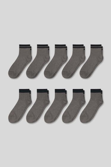 Uomo - Confezione da 10 - calzini corti - grigio