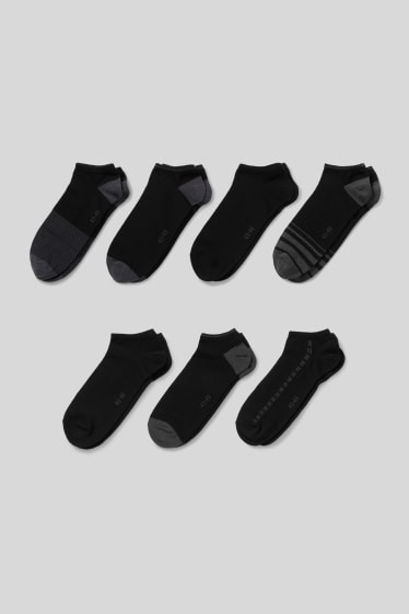Hombre - Pack de 7 - calcetines tobilleros - negro