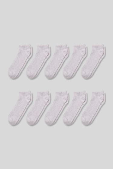 Pánské - Multipack 10 ks - ponožky do tenisek - světle šedá-žíhaná