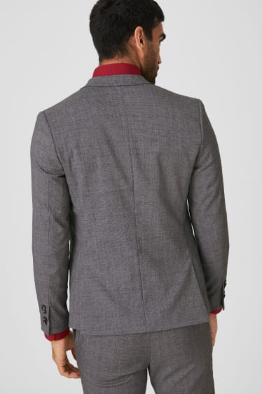 Pánské - Oblekové sako - body fit - stretch - šedá-žíhaná