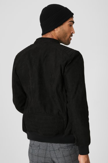 Men - Bomber jacket - faux leather - black