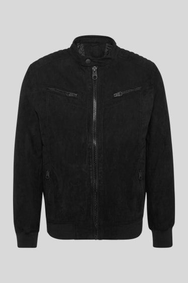 Men - Bomber jacket - faux leather - black