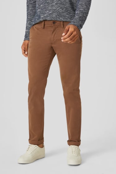 Mężczyźni - Spodnie chino - Slim Fit - bawełna bio - havanna