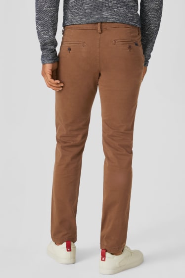 Mężczyźni - Spodnie chino - Slim Fit - bawełna bio - havanna