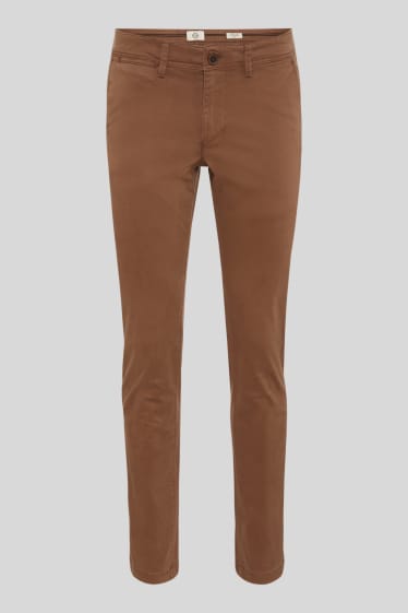 Mężczyźni - Spodnie chino - Slim Fit - bawełna bio - havanna