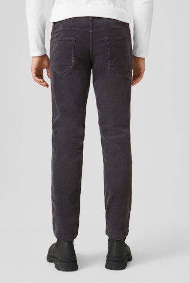 Hommes - Pantalon en velours côtelé - slim fit - bleu foncé