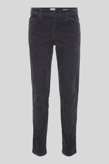 Men - Corduroy trousers - slim fit - dark blue
