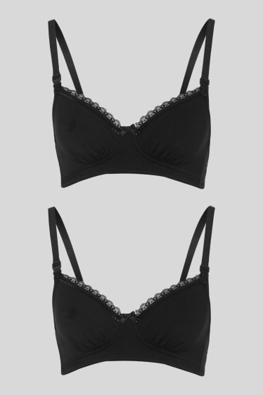 Donna - Confezione da 2 - reggiseno per allattamento - nero