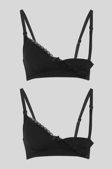 Donna - Confezione da 2 - reggiseno per allattamento - nero