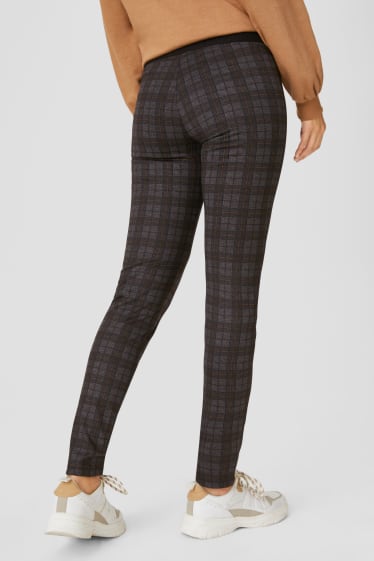 Women - Leggings - check - gray / black