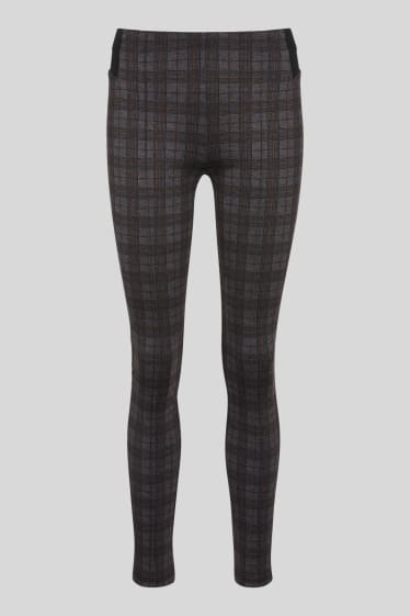 Women - Leggings - check - gray / black