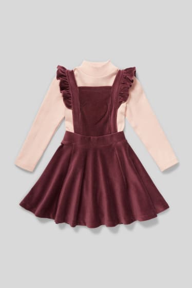 Children - Set - pinafore dress and polo neck top - bordeaux