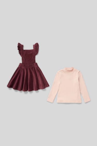 Children - Set - pinafore dress and polo neck top - bordeaux