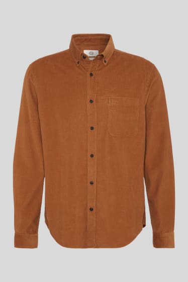 Heren - Corduroy overhemd - Regular Fit - button down - havanna