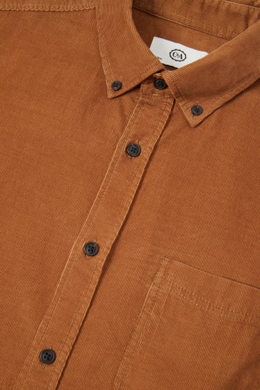 Heren - Corduroy overhemd - Regular Fit - button down - havanna