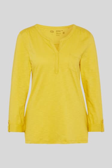 Damen - Basic-Langarmshirt - gelb