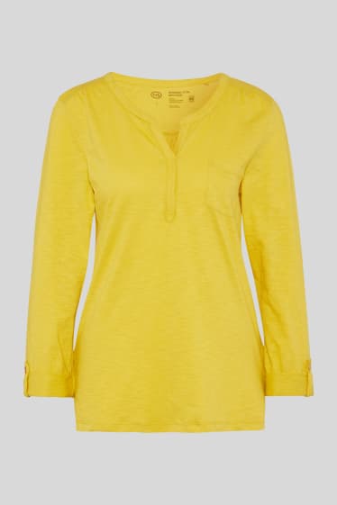 Women - Basic long sleeve T-shirt - yellow