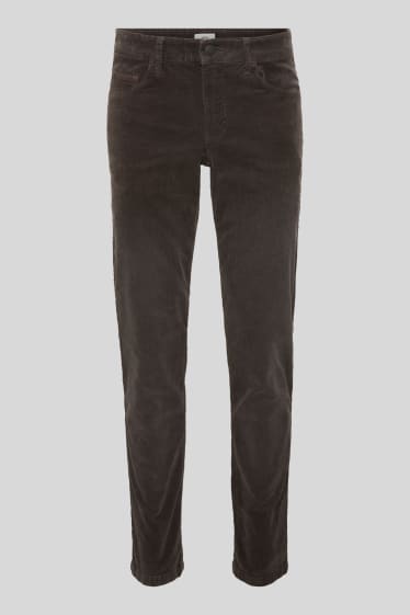 Hommes - Pantalon en velours côtelé - slim fit - gris